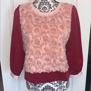 Ci Ci London by Topshop Pink Roses Blouse